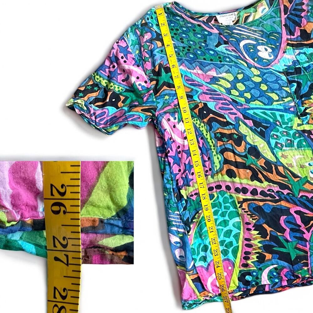 Vintage Florissant Abstract 100% Cotton Top Tee Made in India Coverup Boho - Picture 5 of 9